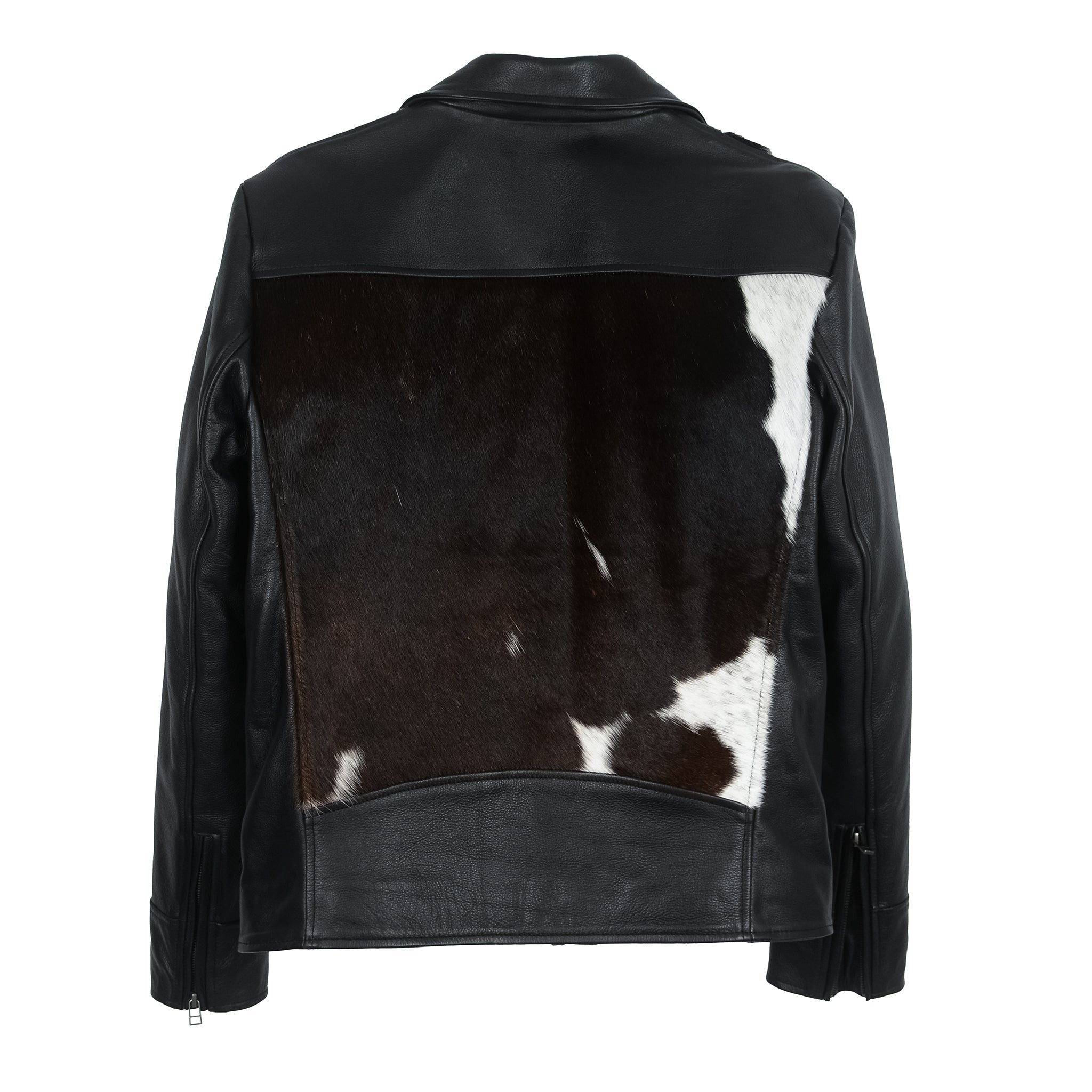 Cowhide Moto Jacket with Hair-On Panels