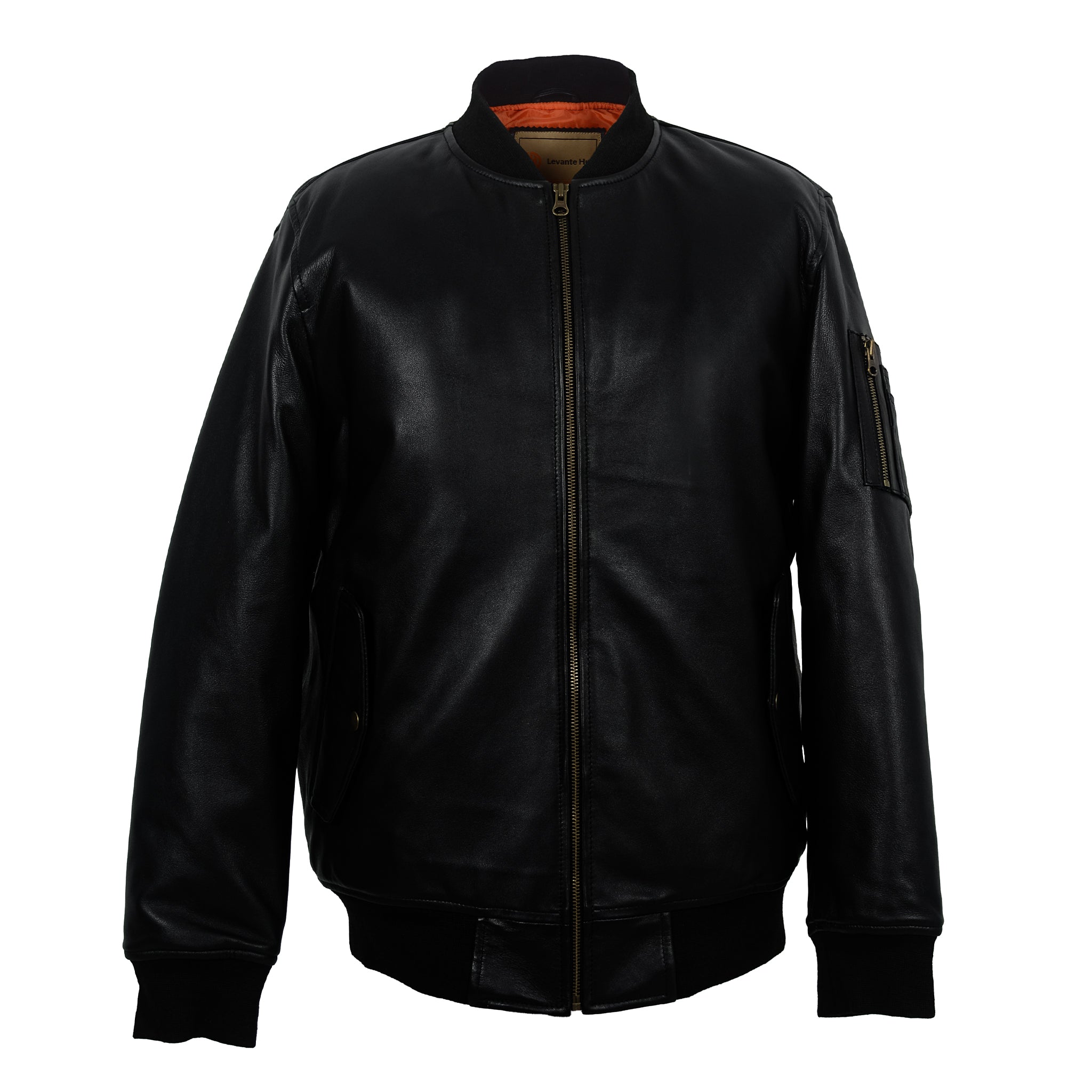 Black Classic Sheep Leather Bomber Jacket-0