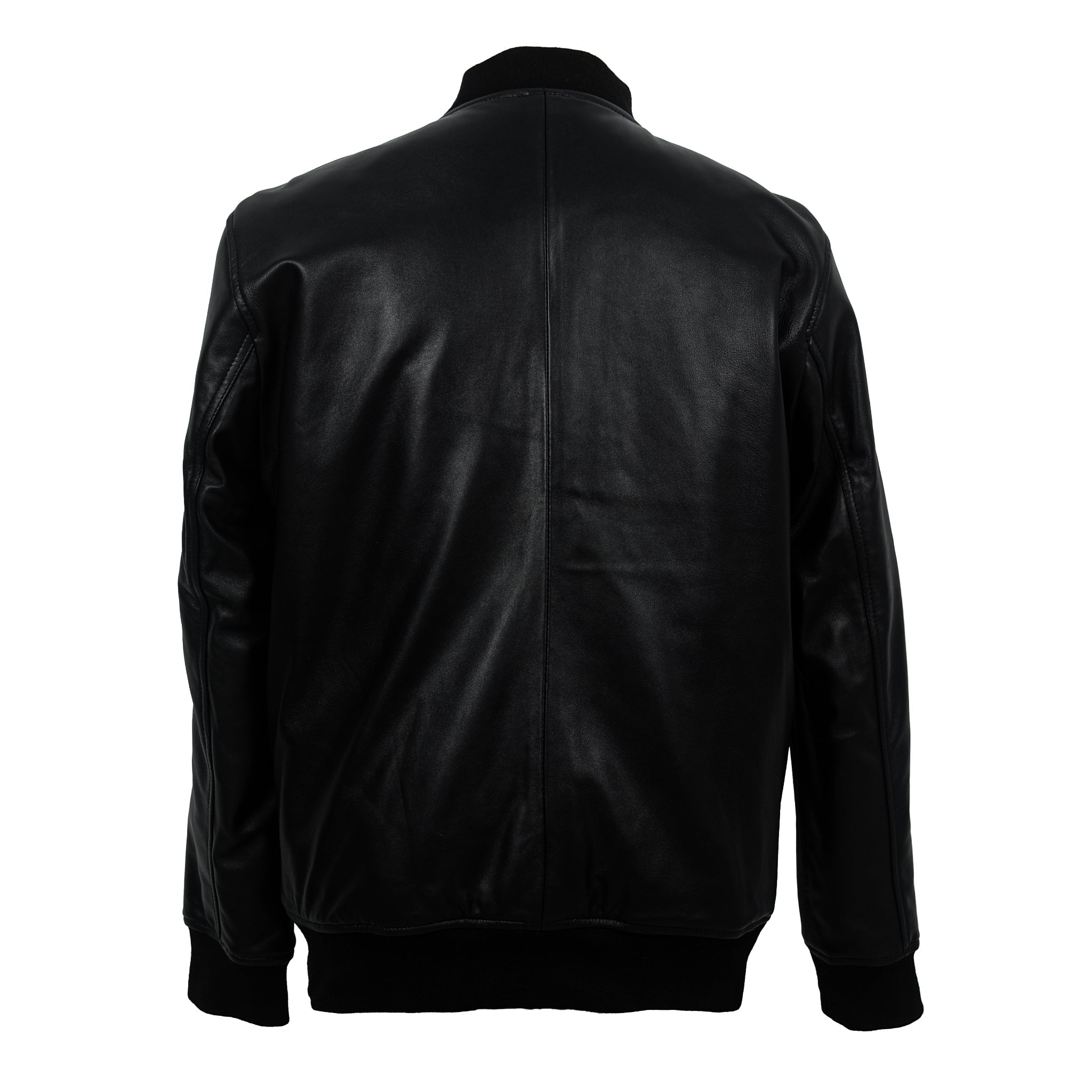 Black Classic Sheep Leather Bomber Jacket-1