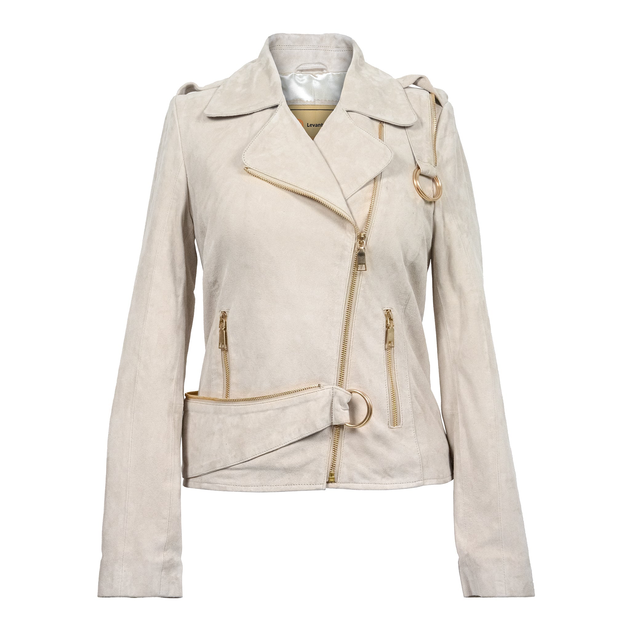 Beige Aura Goat Suede Leather Jacket-0