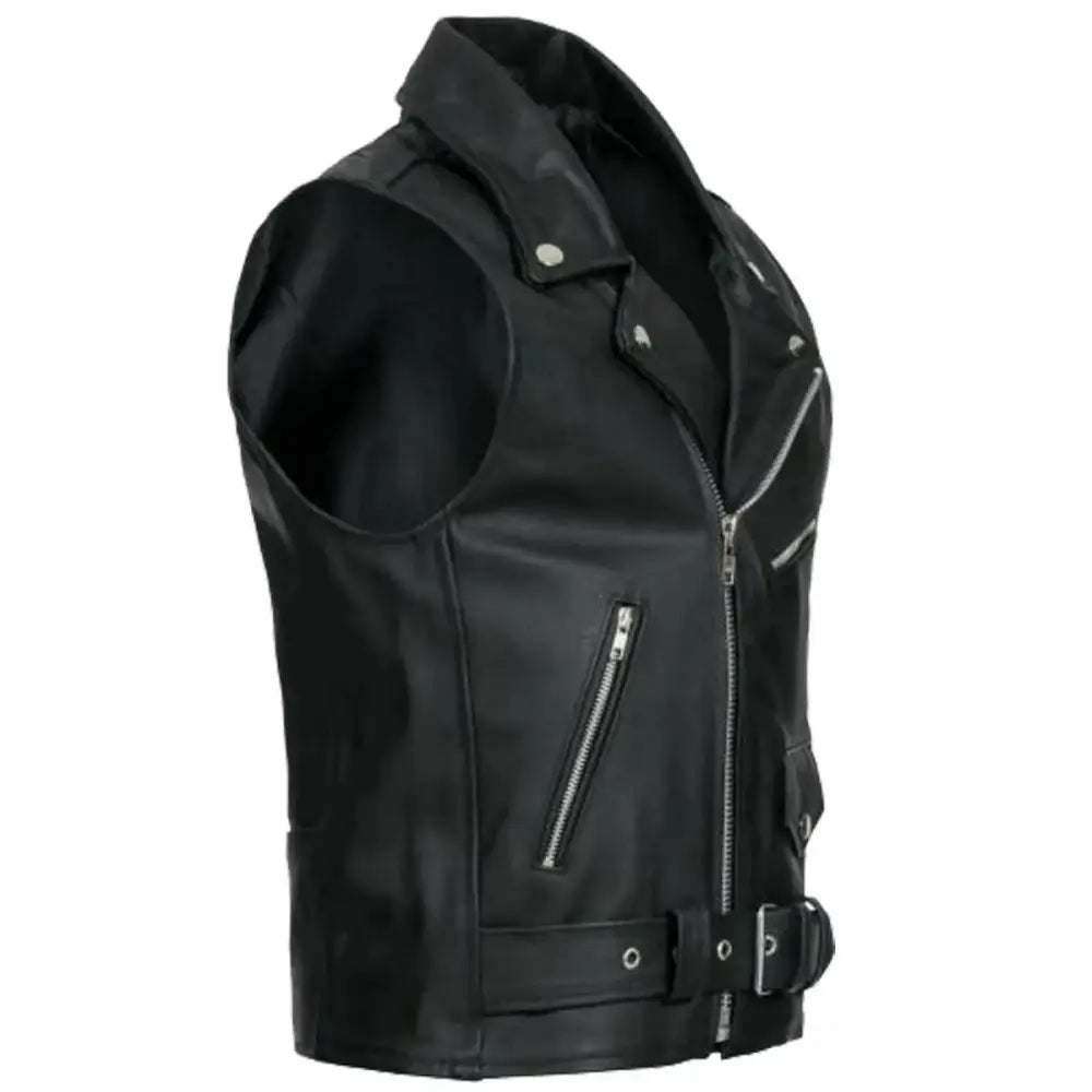 Men's Classic Brando Motorcycle Leather Vest-2