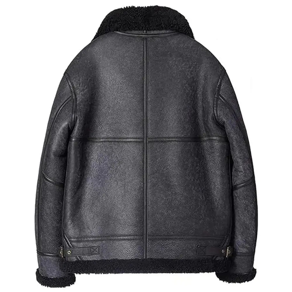 Men’s Grey B3 Bomber Jacket Sheepskin Shearling Coat-1