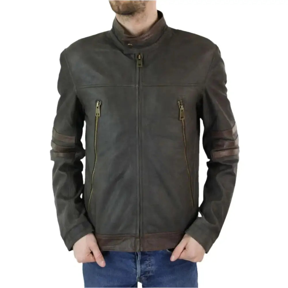 Wolverine Inspired Brown Leather Biker Jacket