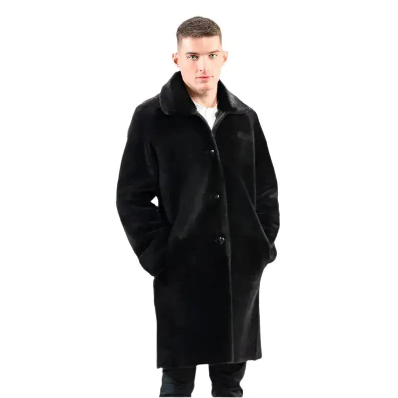 Men’s Versatile Black Reversible Sheepskin Coat-1