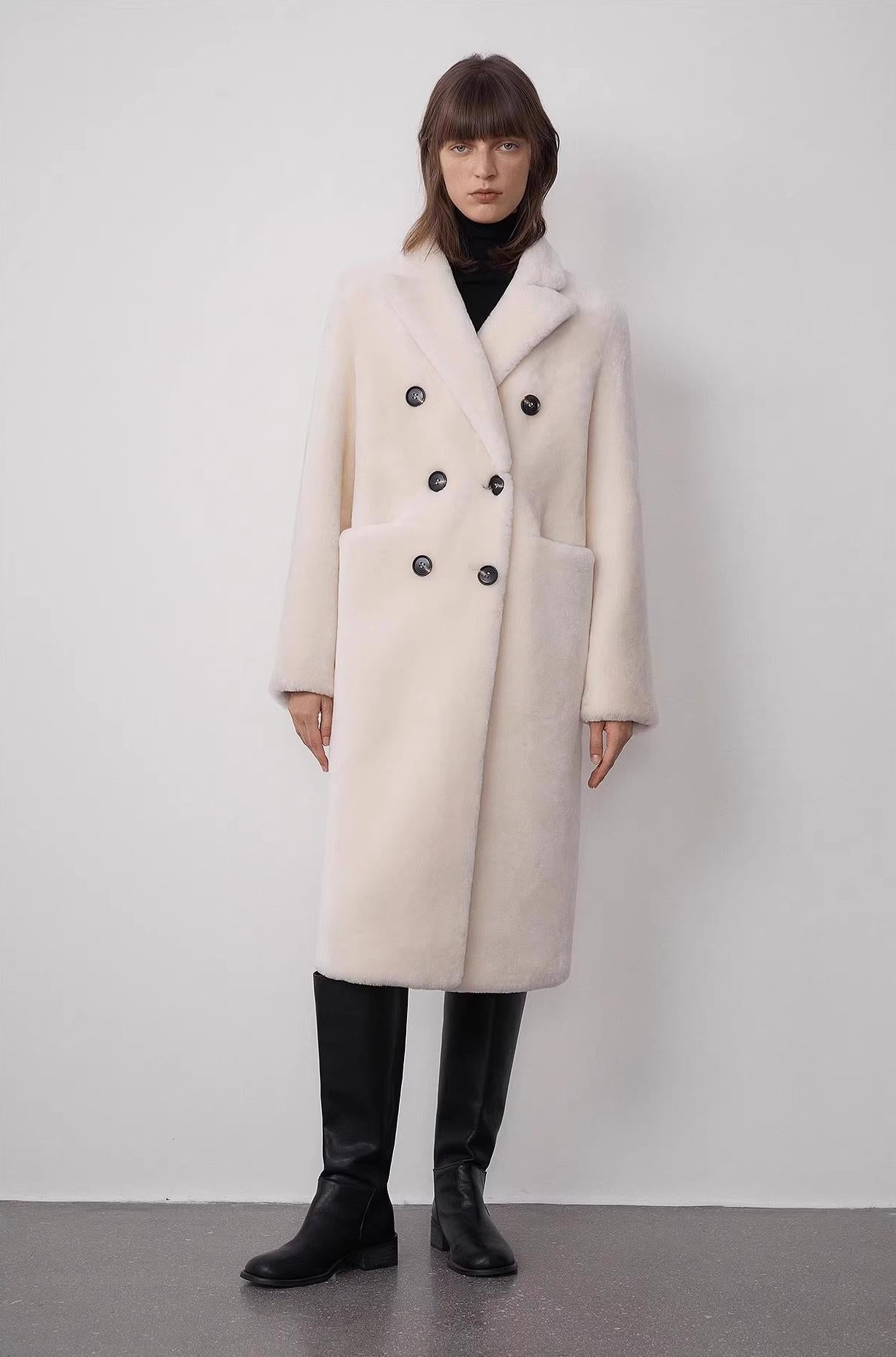 "Korean Drama Ace" Merino mid-length sheepskin coat
