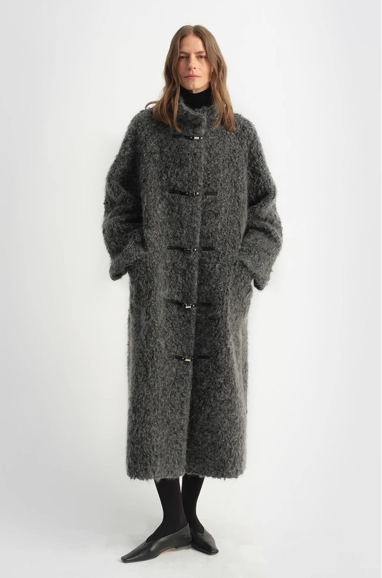 "Parisian Affair"Circle Long Fur Toggle Coat for Women