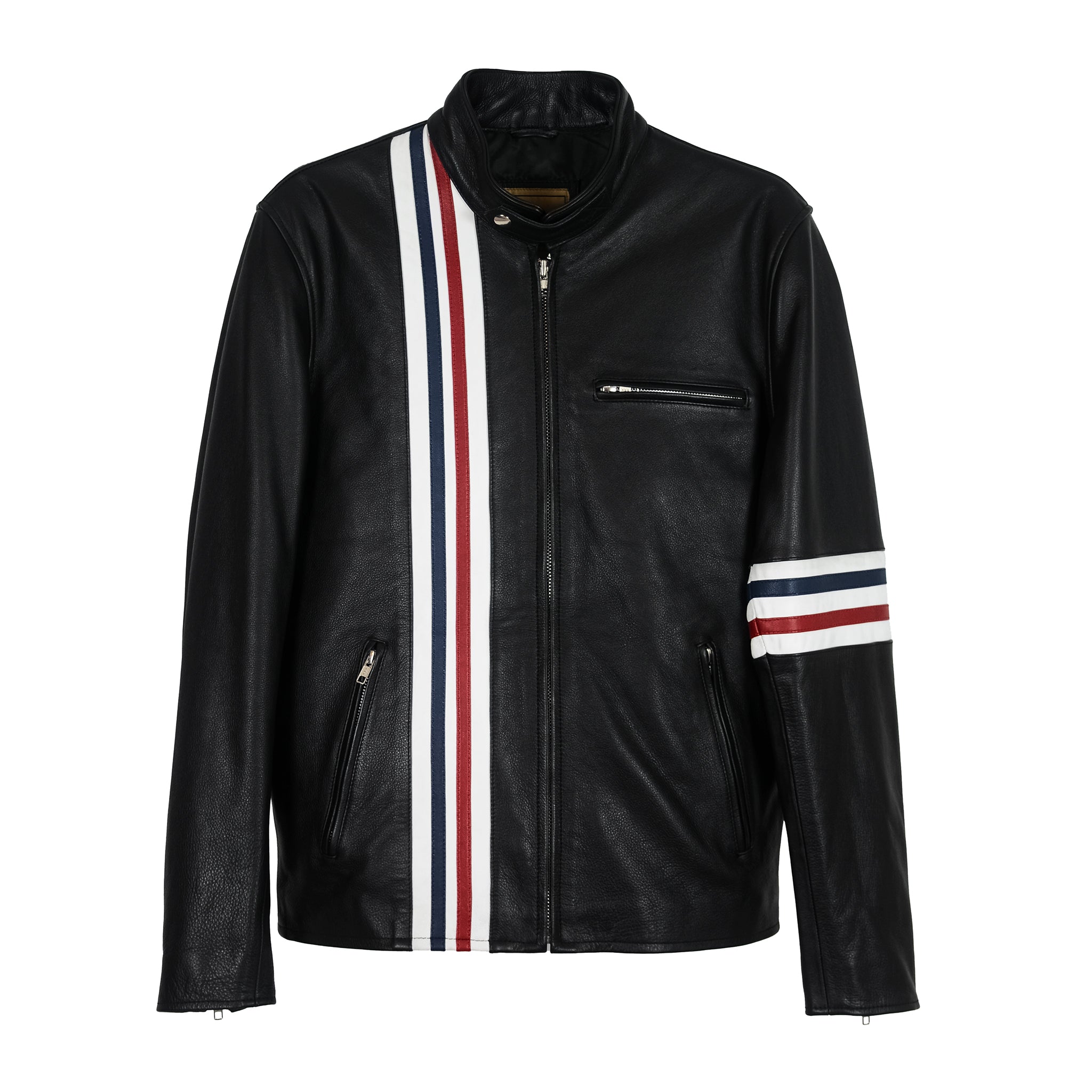 Patriot Racer with American Flag Leather Jacket-0