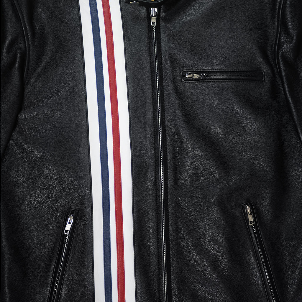 Patriot Racer with American Flag Leather Jacket-2