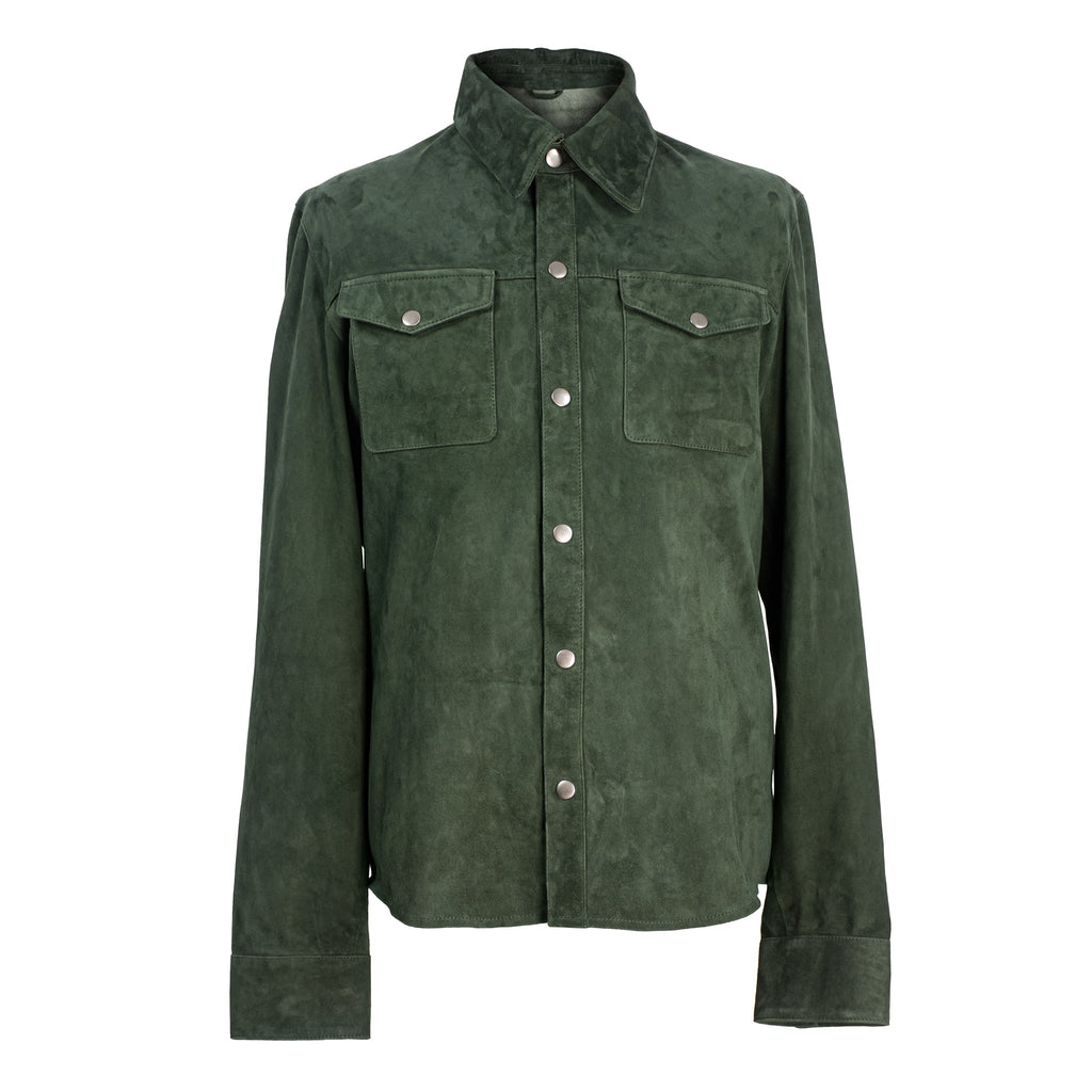 Verdant Ridge Forest Green Suede Shirt