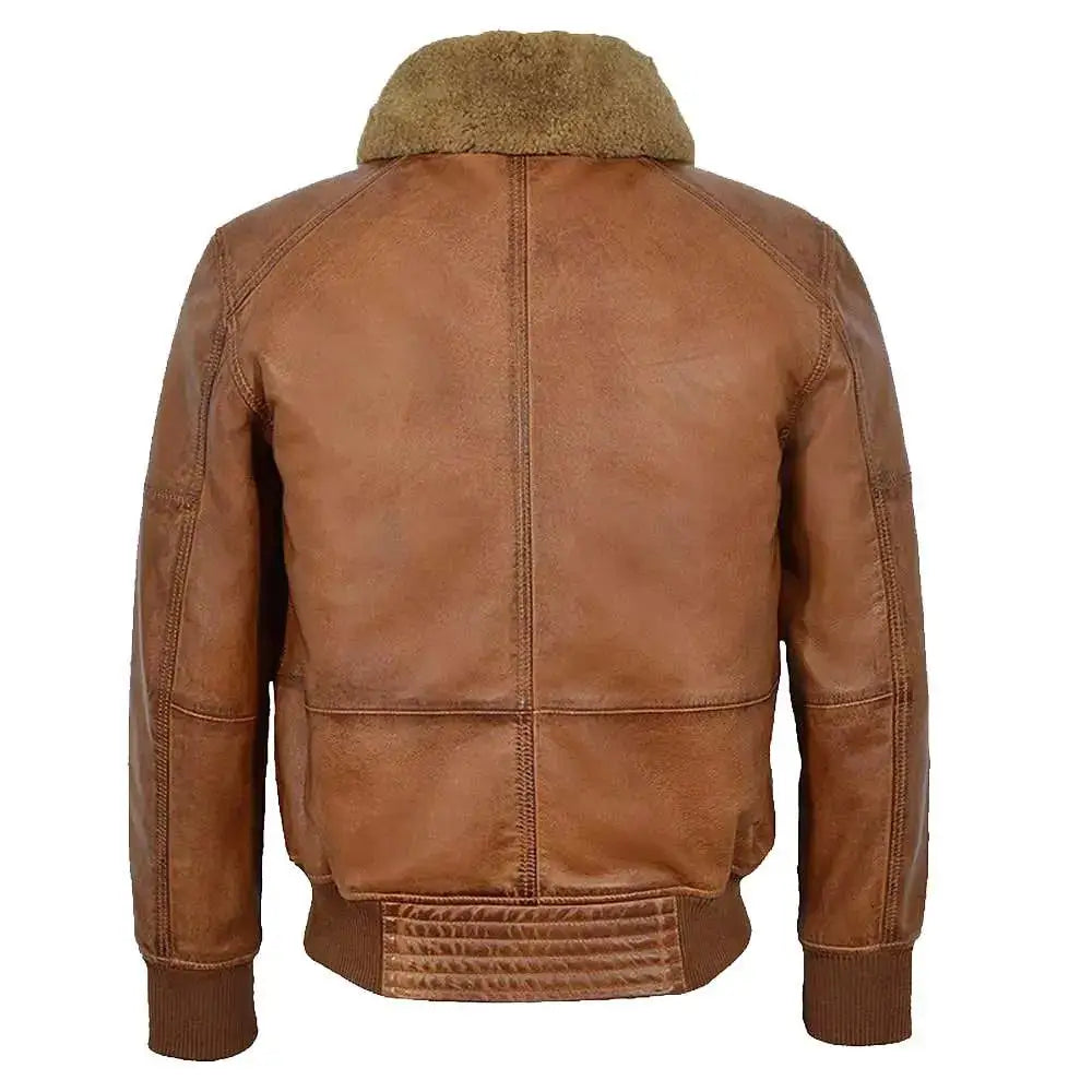 Men's Brown Shearling Aviator Bomber Jacket-1