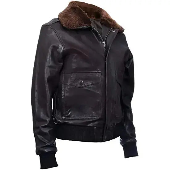 Men’s Air Force A2 Pilot Aviator Leather Flight Bomber Jacket