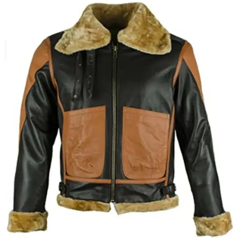 Men's Faux Shearling Bomber Jacket-0