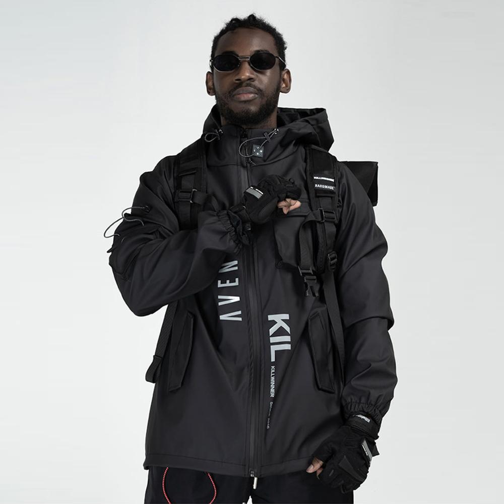 Multi Pockets Cargo Jackets Men Windbreaker Hip Hop Streetwear Outdoor Techwear Jackets Harajuku Cargo Coats-2