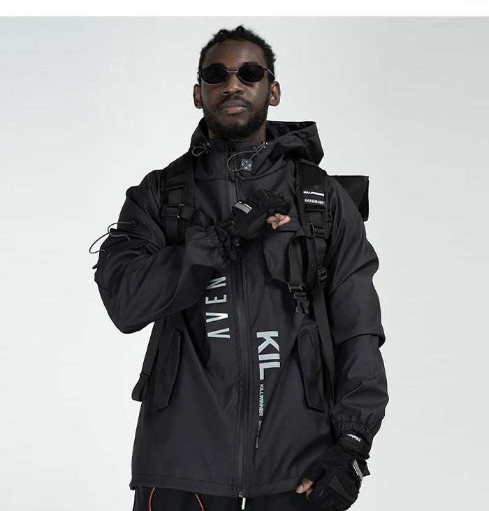 Multi Pockets Cargo Jackets Men Windbreaker Hip Hop Streetwear Outdoor Techwear Jackets Harajuku Cargo Coats-4