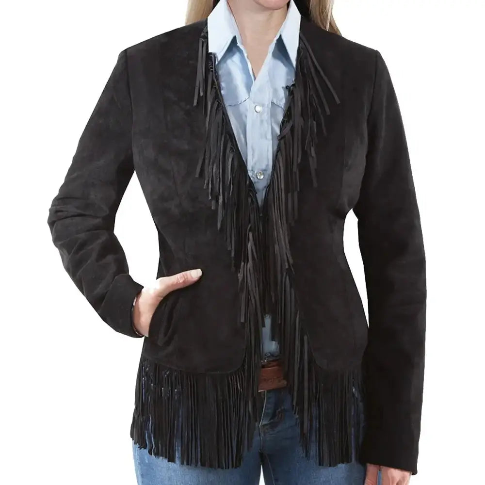 Women’s Black Suede Fringe Jacket